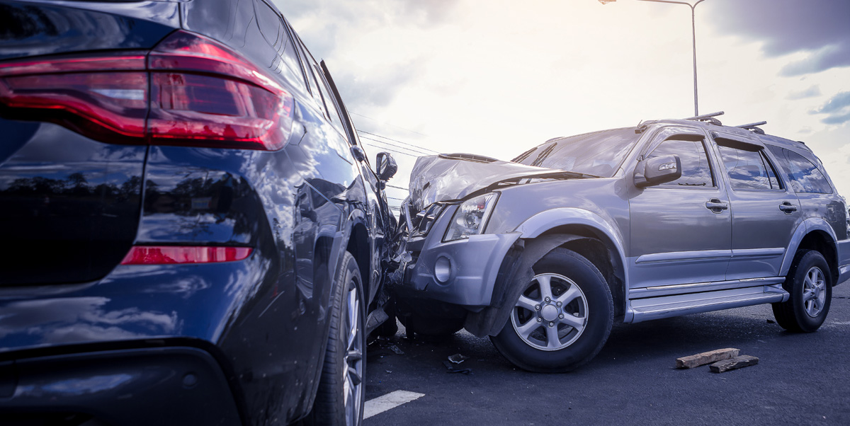 two cars colliding