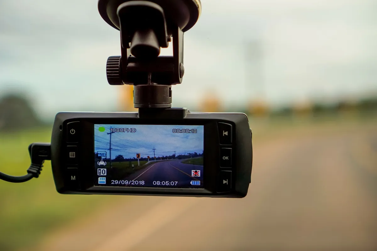 Safety camera car on the road