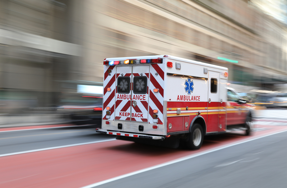 ambulance on emergency car in motion blur